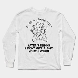 Funny Liquid Diet Weightloss Drinking Gym Workout Fitness Long Sleeve T-Shirt